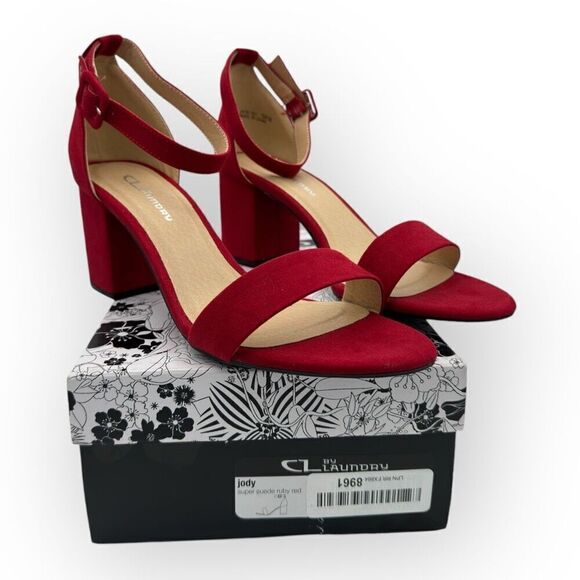 NWT CL By Laundry Womens Jody Super Suede Sandals Ruby Red Size 10M - Picture 1 of 14